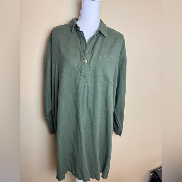 Old Navy Green Linen-Blend XL Shirt Dress - Picture 1 of 10